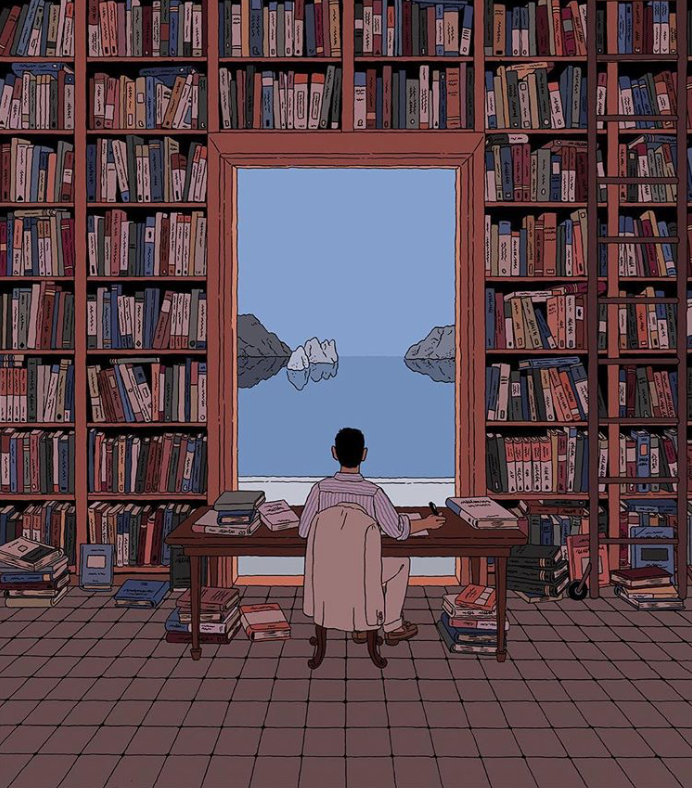 A library by the Tyrrhenian Sea - Ilya Milstein